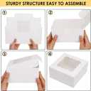 Moretoes 30pcs White Cookie Boxes with Window, 6x6x3 Inches, Bakery Boxes for Cookies, Pastry,Strawberries, Small Pie, Macarons