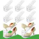 Shoe Slots Organizer, Clear Shoe Stacker for Closet Adjustable Shoe Rack Storage Space Saver,Shoes Display Shelf Shoe Holder for Organization,6 Pack