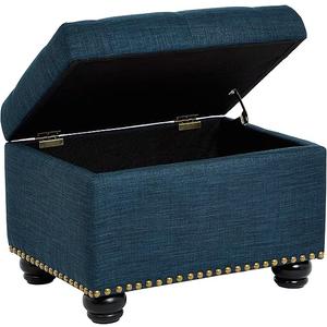 FIRST HILL FHW Storage Ottoman, Blue Linen