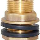 Joywayus 2PCS 1/2" NPT Female 3/4" GHT Male Soild Brass Water Tank Connector Theaded Bulkhead Fitting with 2 Rubber Ring Stablizing