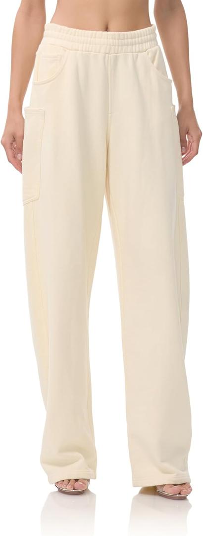 AFRM Women's Ryan Oversized Barrel Leg Lounge Jogger Sweatpants with Pockets (Antique White), XS