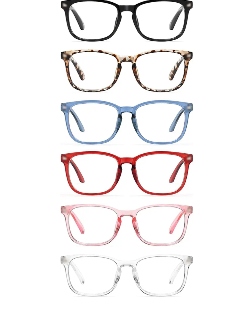 CCVOO 6 Pack Blue Light Blocking Reading Glasses, Anti Headache/Glare/Eye Strain Readers Computer, Eyeglasses Women/Men (6 Pack Mix, +2.00)