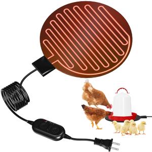 Heated Chicken Waterer, 6" Chicken Water Heater Base for 15 Gallon Plastic or Metal Waterers, Freeze Proof Chicken Water Heater for Winter, Heated Waterer for Chickens, Ducks & Outdoor Birds