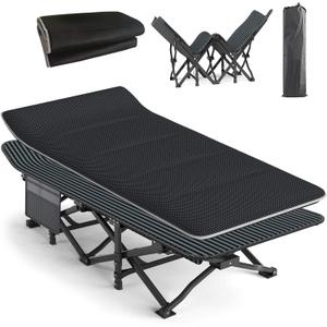 ATORPOK Camping Cot for Adults with Cushion Comfortable, Tent Folding Cot for Sleeping, Lightweight Folding Bed with Carry Bag Supports 450 lbs