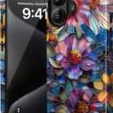 Case for iPhone 17, Glossy Hybrid 2-Layer Hard Shell, Aesthetic Scratch Resistant Cover, Vibrant Defined Blossoms