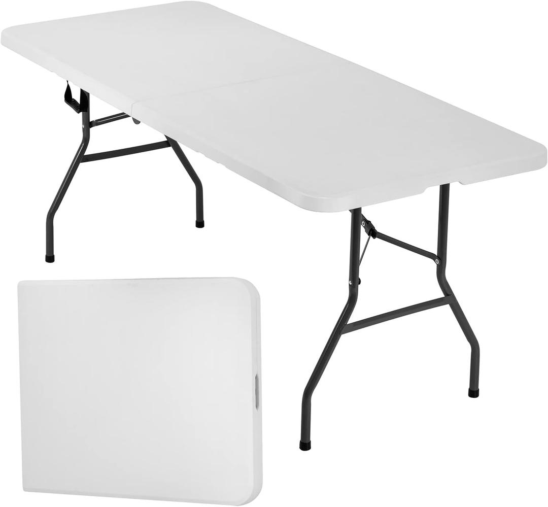 FDW Folding Half Portable Foldable Table for Parties Backyard Events (White, 6 FT 70 * 29) (White, 6 FT)