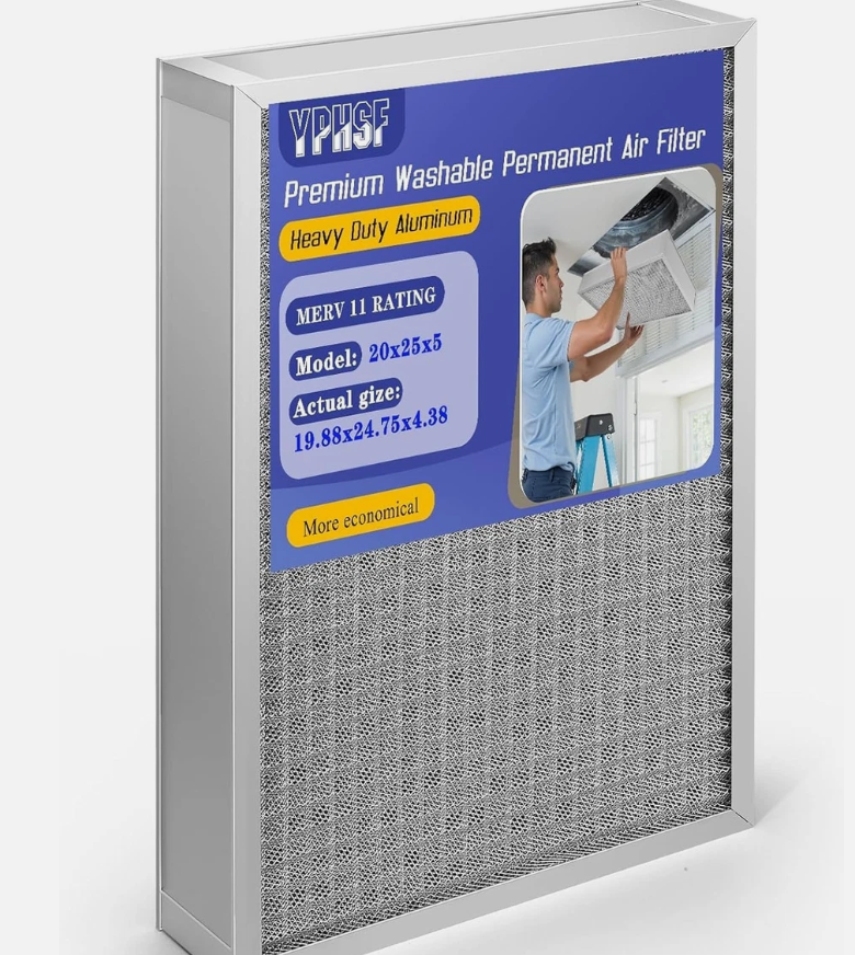 Upgraded 20x25x5 Reusable AC Furnace Filter Washable MERV11, Electrostatic - Permanent, Enjoy Fresher Air in Home and Office HVAC Furnace Systems, Actual Size:19.88x24.75x4.38 Inch 1 Pack