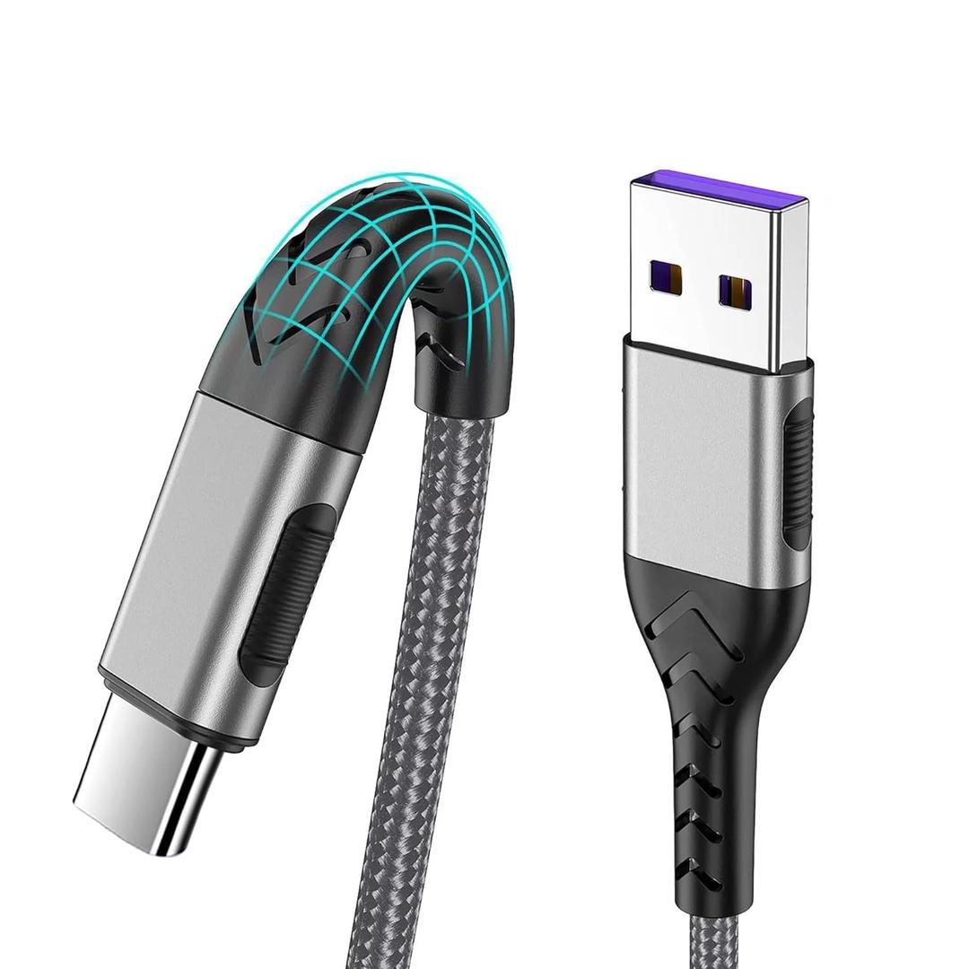 Durcord USB C Charger Cable, 2Pack 6ft Fast Charging 6Ft USB Type C Cord Cable, 6 Foot Type C Charger Premium Nylon Braided USB Cable Compatible with iPhone 15 Pro/Plust/Max-Silver