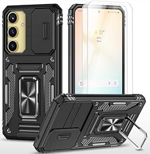 Compatible with Galaxy A55/A35 5G Case with HD Screen Protector,[Slide Camera Cover][Kickstand][Military-Grade] Heavy Duty Protection Samsung A55/A35 5G Case (Black)