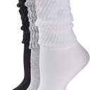 HUE Women's Slouch Sock 3 Pair Pack (White/Light Charcoal Heather/Black), One Size
