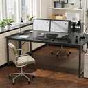 PRAISUN 80 X 24 Inch Office Computer Desk with Power Outlets and USB-C Port, Larger and Longer Gaming Desk, for Home Office, Study, Writing Work from Home Table, Metal Frame, Black