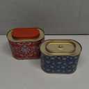 2-Pack Large Tea Tins for Loose Tea With Lid - Metal Sealed Jar Tea Canister Oval Shape 3.53~7oz Small Tin Cans Loose Tea Storage Kitchen Canisters Tea Bag Organizer, Coffee, Candy, Herbs Canister