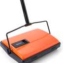 CLEANHOME Manual Carpet Sweeper for Pet Hair - Rotating Brush Floor Sweeper, Lightweight Push Broom for Classroom Rugs, Non-Electric Lint & Crumb Cleaner, Easy-Dump Dustbin, No Batteries Needed
