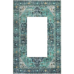 Bohemian Turquoise Teal/Mutil Oriental Medallion Single Rocker Artistic Light Switch Cover 1 Gang Outlet Cover Gfci Electrical Wall Plate Dimmer Decorative Switch Plate Covers Faceplate for Bathroom