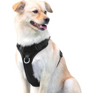 No Pull Dog Harness for Small Medium Large Dogs - Adjustable Two-Layer Mesh Dog Vest with Dual Clip, Escape Proof, Quick Release, Lightweight Breathable Mesh for Walking Hiking (Black,XS) (XS(Neck:11.8-16.5",Chest:14.2-19.7"))