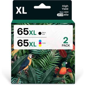DAM aila 65XL Remanufactured Ink Cartridge Replacement for HP Ink 65XL Work with HP65 5055 5000 5052 5010 5070 5014 3755 3700 3772 2600 3752 2652 2655 2622 2640 Printer(1 Black,1 Tri-Color)