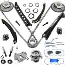 GDO 5.4 Timing Chain Kit with Water Pump, Oil Pump, Cam Phaser Tensioner VVT Valves for 2004-2009 Ford F-150 2005-2010 Lincoln Navigator 5.4L 3V Triton 3R2Z-6A257-DA