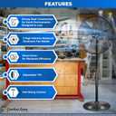 Comfort Zone Industrial Pedestal Fan, 30 inch, 3 Speed, High Velocity, Adjustable Height 56 to 76, Metal, Meets OSHA Standards, Airflow 36 ft/sec, Ideal for Garage, Workshop or Warehouse, CZHVP30