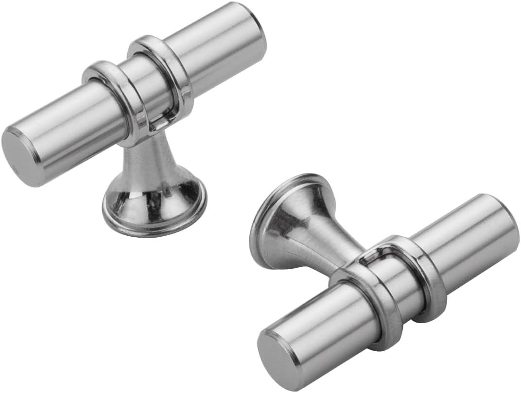 Haliwu 10 Pack Brushed Nickel T-bar Cabinet Knobs, Kitchen Cabinet Knobs and Drawer Pulls
