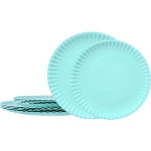 TP Reusable Melamine Paper Plates, 8" and 10.5" Round Plates for Party Picnic Outdoors, Set of 4, Teal