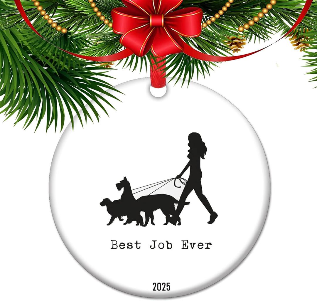 Best Dog Walker Ever Christmas Ornament  Funny Thank You Gift for Pet Lovers, Holiday Appreciation Keepsake for Dog Sitters & Daughters Who Walk Fido (C19)