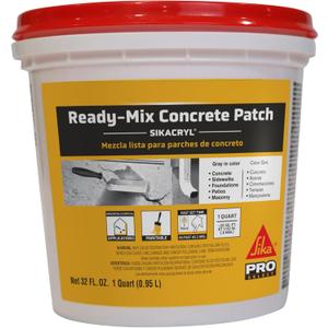 Sika - Sikacryl - Gray - Ready-Mix Concrete Patch - for Repairing spalls and Cracks in Concrete and Masonry - Textured - 1 qt (Pack of 1, BB 04/07/2027)