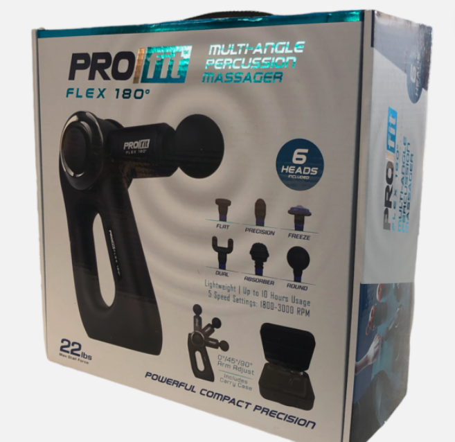 Handheld Therapeutic Percussion Massage Gun with 5 Speed Settings, 3 Arm Angles, and 4 Swappable Heads for Premium Back & Muscle Relief