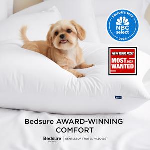 Bedsure Pillows Queen - Hotel Collection Bed Pillows for Sleeping, with Down Alternative Filling, Soft Support for Back, Stomach or Side Sleepers, Queen/Full, 28"x19", White