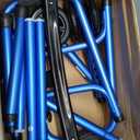 Walkers for Seniors & Adults, Folding Mobility Frame with 2 Skis & Dual 5 Inch Wheels, Lightweight Adjustable Height, Compact Standard Design, Blue