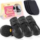 Waterproof Dog Shoes - Stylish Designed Shoes for Dogs - Dog Boots with Non-Slip Rubber Bottom Protects Paw from Hot or Cold Pavement, Dog Booties with Reflective Straps for Dogs Safety, Puppy Shoes. (Size 4: 2.17"Width 2.48"Length)