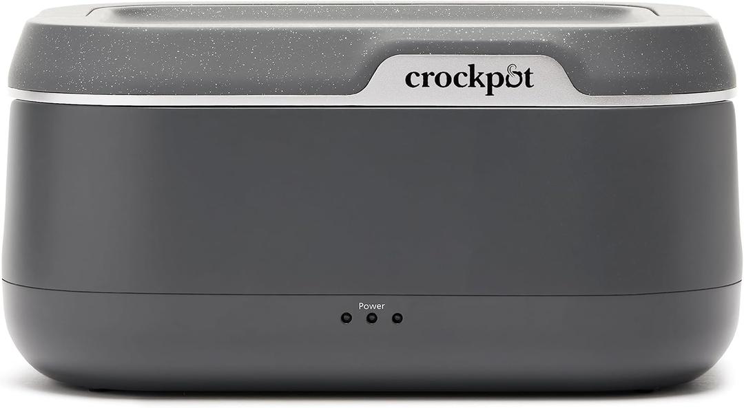 Crock-Pot 28-Ounce Mini Electric Heated Lunch Box, Portable Food Warmer, Perfect for Travel, Car, On-the-Go, Keeps Food Warm, Spill-Free, Dishwasher-Safe, Ideal Gift for Men and Women, Gray