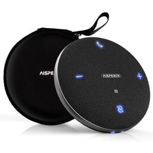 M4 Bluetooth Speakerphone Conference Microphone with AI Noise Reduction Full-Duplex AI Transcription USB Speakerphone 360° Voice Pickup Conference Speaker Home Office for Teams/Zoom, Black