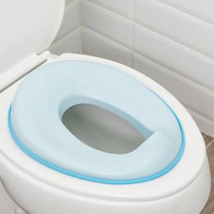 Toddler Potty Training Seat - Toddler Toilet Seat Attachment for Boys & Girls w/Splash Guard, Non-Slip Grip for Secure Fit, Fits Standard Round & Oval Toilets, Storage Hook Included, Blue