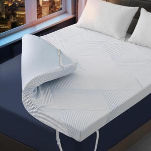 3 Inch Queen Size Gel Memory Foam Mattress Topper High Density Cooling Pad Pressure Relief Bed Topper with Removable & Washable Cover - Nanoocool