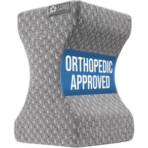 5 STARS UNITED Large Knee Pillow for Side Sleepers - Hip Pain Relief, Memory Foam Leg Cushion for Side Sleeping - Between Legs Pillow for Sciatica & Lower Back Pain, Gray