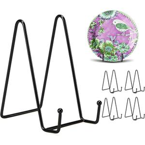 Kruodop 6 Inch Plate Stands for Display, 5 Pack Plate Holder Display Stand, Black Metal Frame Easel Holder Stand for Pictures,Book, Photo, Decorative Plate