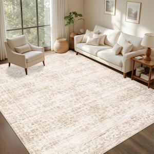 5x7 Area Rugs Living Room Rug: Washable Vintage Boho Rug No Slip Stain Resistant Soft Carpet Indoor Floor Floral Large Carpets for Bedroom Dining Room Farmhouse Nursery Hallway Home Office Beige