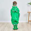 SSAWcasa Toddler Rain Suit, Kids Muddy Play Buddies One Piece Hoodie Rain Jacket Coat Poncho Gear Coverall Baby Girl Boy (Green, S)