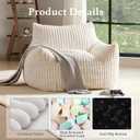 Giant Plush Bean Bag Chair for Adults with Armrests - Oversized Comfy Beige Beanbag Lounge Lazy Floor Sofa Accent Chair for Living Room, Bedroom & Dorm, Cozy Fluffy Single Cloud Mini Couch, XL Sofa Chair