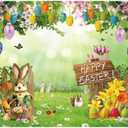 8X6FT Spring Easter Backdrop Sunshine Garden Fence Rabbit Egg Decoration Photography Backdrops Flower Backdrop Children Adult Portrait Photo Props DH-1106