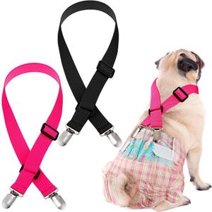 Nuanchu 2 Pieces Dog Suspenders for Diapers Female Male Keeper Suspender Diaper Canine Belly Bands Harness on Your Pet for Dog Skirt and Dress (S)