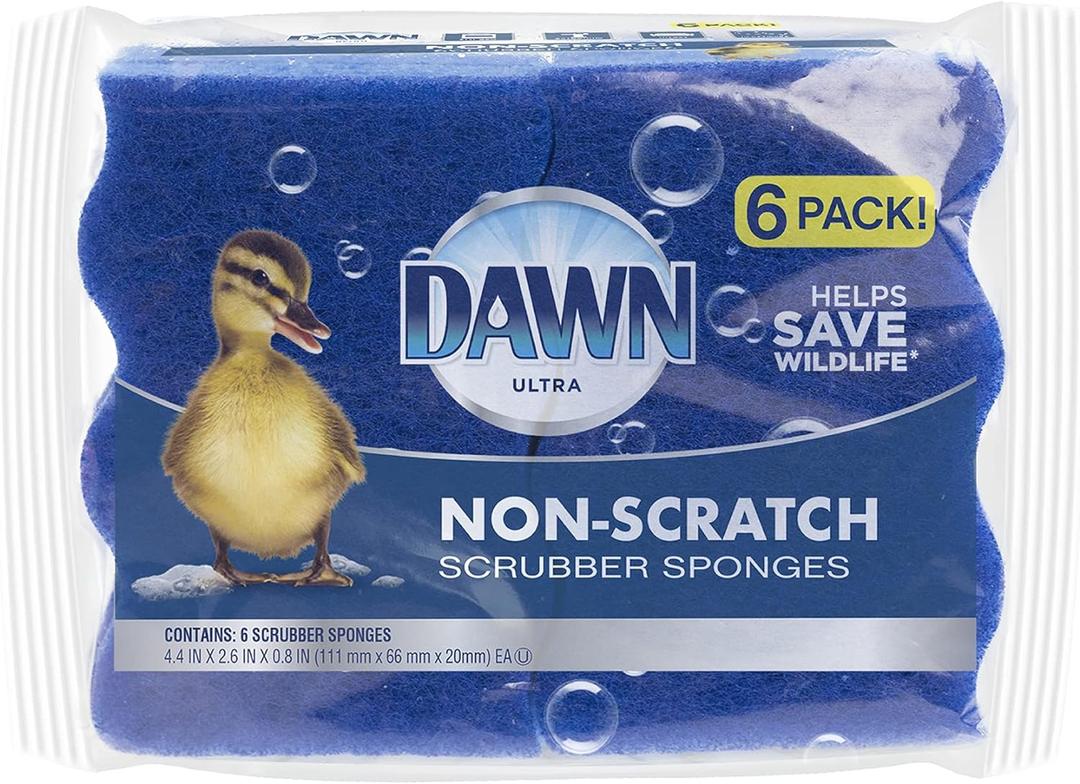 Dawn Non-Scratch Kitchen Dish Sponges, Blue (Pack of 6)