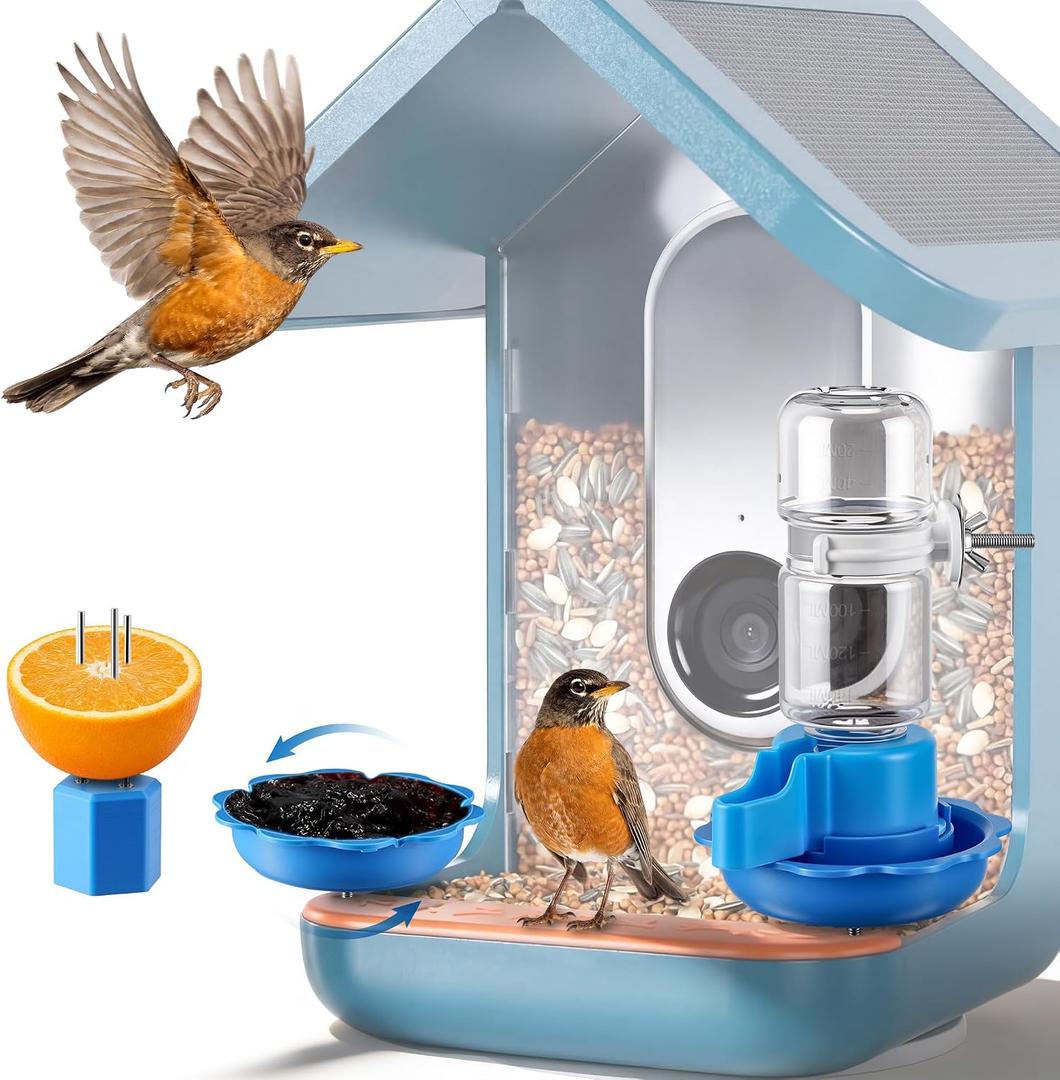 3 in 1 Nutrition Set, Compatible with Bird Buddy Feeders, Outdoor Bird House Accessories with Water Fountain, Fruit Spike & Jelly Tray Feeder, Easy to Attach