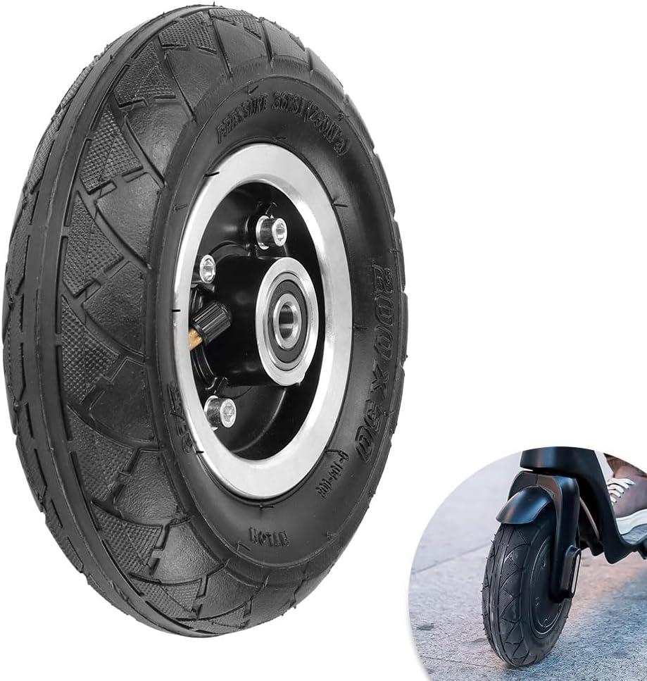 200x50 Electric Scooter Tire 8"x2" Pneumatic Wheel 8in Inflation Tyre Air Tire & 10mm Bearing Alloy Hub for Trolley Caster Razor E100 E150 E200 Power Core E100 ePunk Crazy Cart PowerRider 360 eSpark