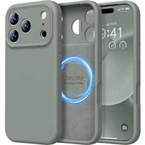 LOVE 3000 Designed for iPhone 17 Pro Max Case, Premium Silicone [Compatible with Magsafe][Soft Anti-Scratch Microfiber Lining] Shockproof Protective Phone Case for Men Women 6.9", Calke Green