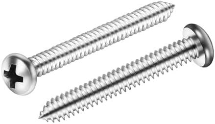 #10 x 2 Pan Head Self Tapping Screw, Pan Head Sheet Metal Screws Wood Screws, Stainless Steel 304 (18-8), 50 Pack