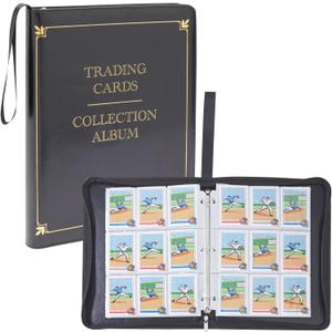 9 Pocket 3 Ring Leather TCG Binder for Baseball, Trading Game, and Sports Card, 30 Pages, Holds 540 Cards (14 x 11 In)