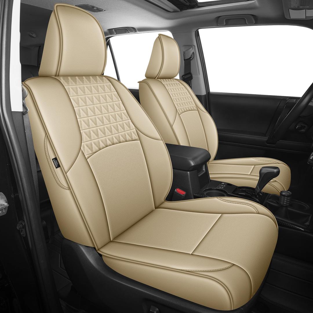 AOMSAZTO Custom Fit Seat Covers for Toyota 4Runner: 2011-2024 Faux Leather Full Set Car Seats Cover for 4Runner Beige (5 Seats Model Only)