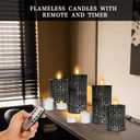 Flameless Candles with Remote, Battery Operated Flickering Flameless Candles, Pack of 8 Black LED Candles with Timer, 4 Pillars Candles and 4 Votives Candles Set for Wedding, Holiday, Party