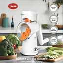 Rotary Cheese Grater with Handle - Vegetable Shredder with 5 Blades & Strong Suction Base, Round Slicer & Food Chopper for Kitchen (White)